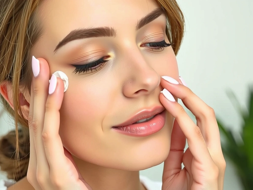 Woman applying facial cream