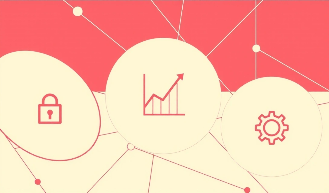 Abstract representation of various types of cookies, each with a distinct icon representing its function (e.g., a lock for security, a graph for performance, a cog for functionality)