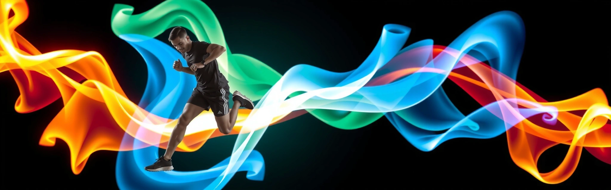 Dynamic energy burst with athletic silhouettes